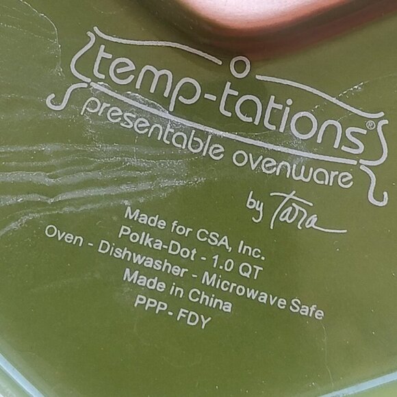 Retired Temptations Trio Heart Shaped Green & White Polka Dot Serving Set - Picture 4 of 6